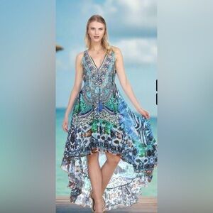 True Colors La Moda High-Low Halter Low Back Maxi Dress Sz S/M NWT